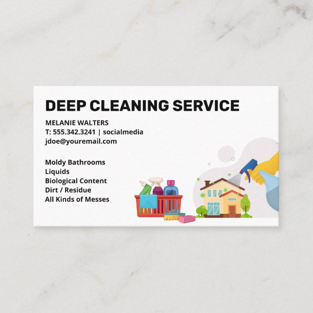 Cleaning Services | Maid Spraying | Clean Products Business Card (Front)