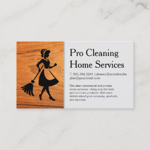 Cleaning Services Maid with Broom Business Card