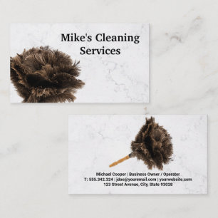 Cleaning Services Marble Feather Duster Business Card
