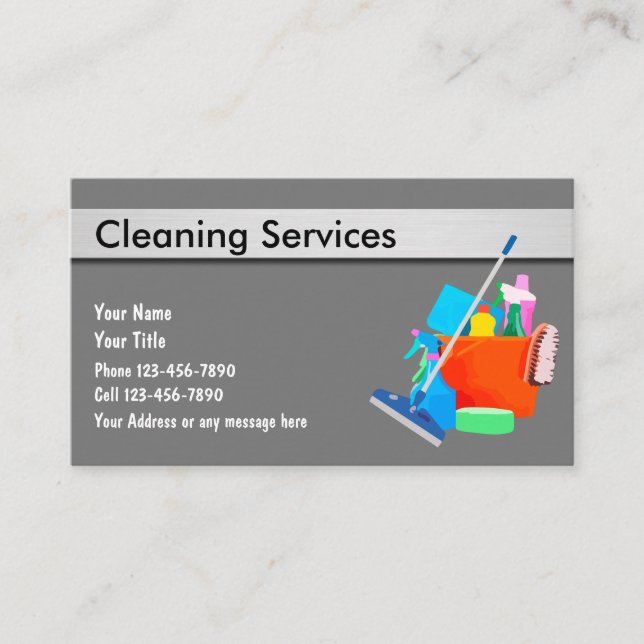 Cleaning Services Modern Simple Design Business Card (Front)