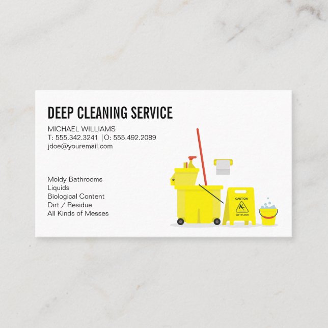 Cleaning Services | Mop and Bucket Business Card (Front)