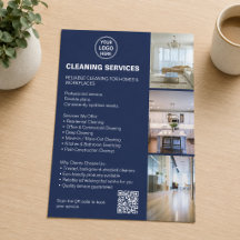 Cleaning Services Navy Blue Taupe Photo Logo QR