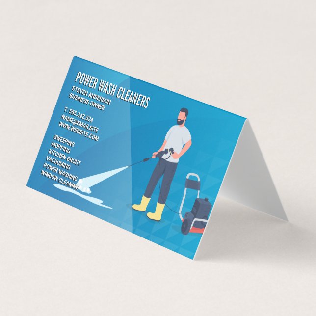 Cleaning Services | Pressure Wash Cleaner Business Card (Front)
