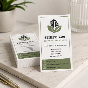 Cleaning Services Professional Logo Green Business Card