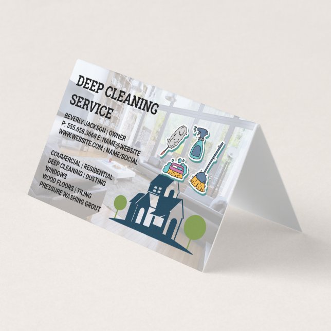 Cleaning Services | Sanitising Tools Icons Business Card (Front)