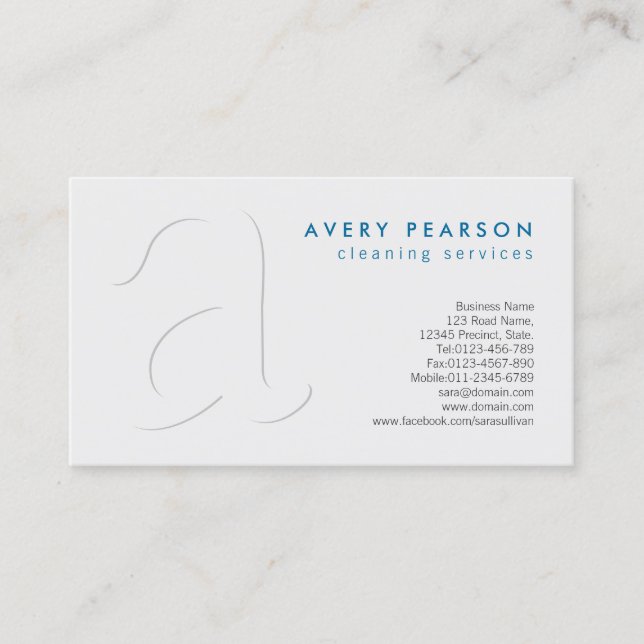 Cleaning Services Shadow Monogram Business Card (Front)