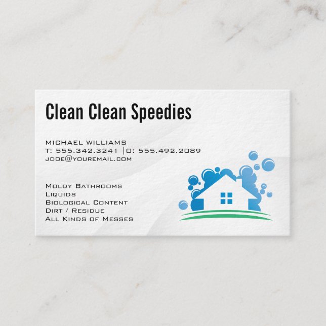 Cleaning Services | Soap Bubbles | Maid Business Card (Front)
