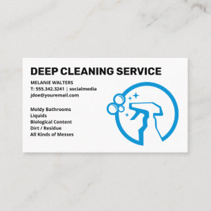 Cleaning Services Spray Bottle Blue Logo Business Card