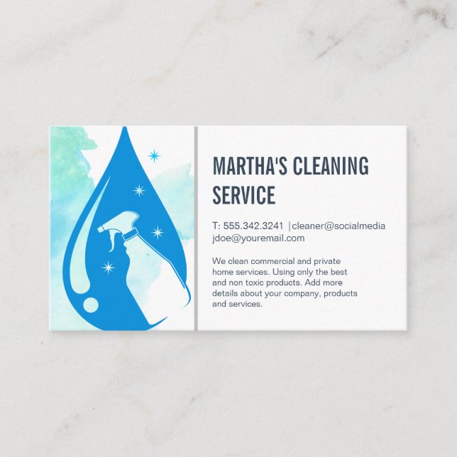 Cleaning Services | Spray Bottle Business Card (Front)
