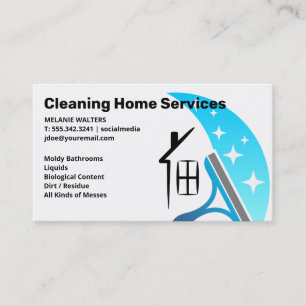 Cleaning Services Squeegee Home Logo Business Card