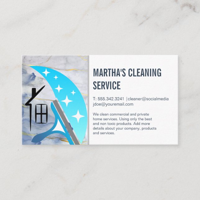 Cleaning Services | Squeegee House Logo Business Card (Front)