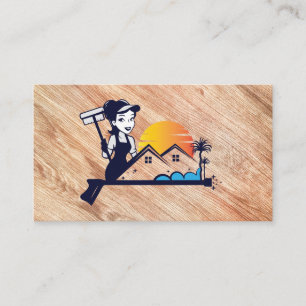 Cleaning Services Squeegee Maid Business Card