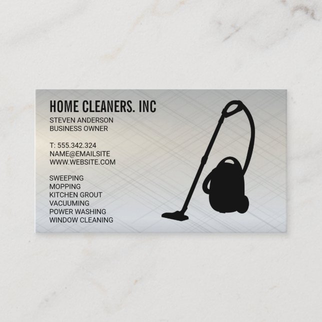Cleaning Services | Vacuum Logo Business Card (Front)