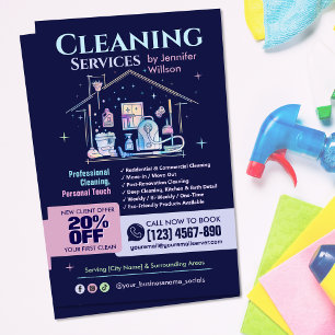 Cleaning Services - Watercolor illustration Flyer