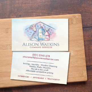 Cleaning Services - Watercolor style design Busine Business Card