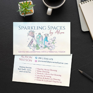 Cleaning Services - Watercolor style design Busine Business Card