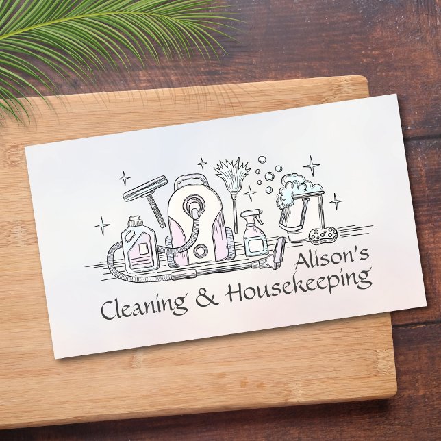 Cleaning Services - Watercolor style design Busine Business Card (Creator Uploaded)