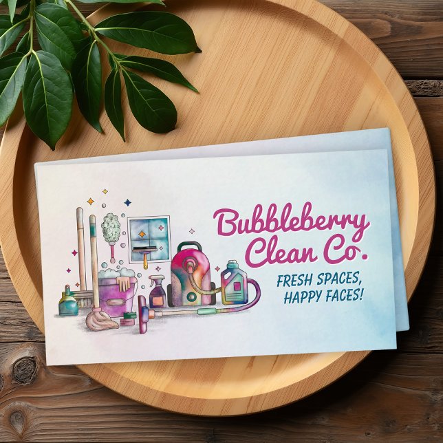 Cleaning Services - Watercolor style design Business Card (Creator Uploaded)