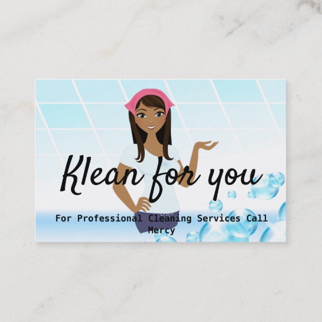 Cleaning Services White Tiles Bubbles Business Card (Back)