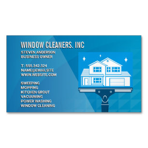Cleaning Services   Window Cleaners Squeegee Magnetic Business Card
