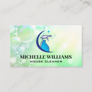 Cleaning Solution Spray Bottle   Bubbles Business Card