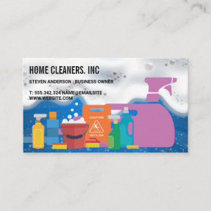 Cleaning Solutions   Spray Bottle   Soap Suds Business Card