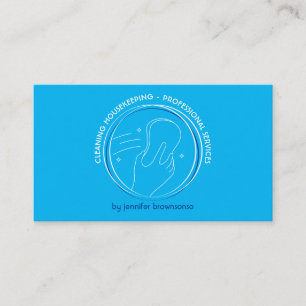 Cleaning Sponge and Hand with Stars on Blue Business Card