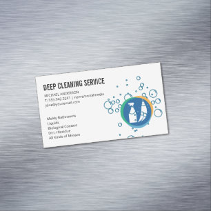 Cleaning Spray Broom Soap Bubbles Magnetic Business Card