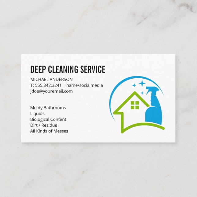 Cleaning Spray | House Cleaner Services Business C Business Card (Front)
