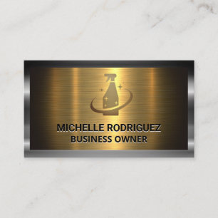 Cleaning Spray Logo   Gold Silver Metal  Business Card