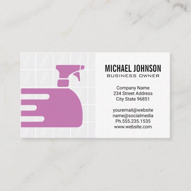 Cleaning Spray Logo | Janitor | Maid Business Card (Front)
