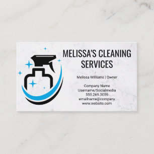 Cleaning Spray Logo   Marble Background Business Card