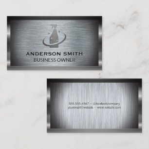Cleaning Spray Logo Metal Business Card