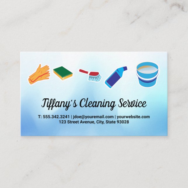 Cleaning Supplies and Home Cleaner Business Card (Front)