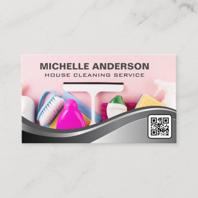 Cleaning Supplies and Tools | House Cleaning Business Card (Front)