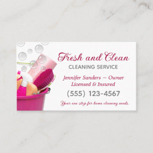 Cleaning Supplies Bucket Housekeeping Service Business Card