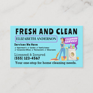 Cleaning Supplies Bucket Housekeeping Service Business Card