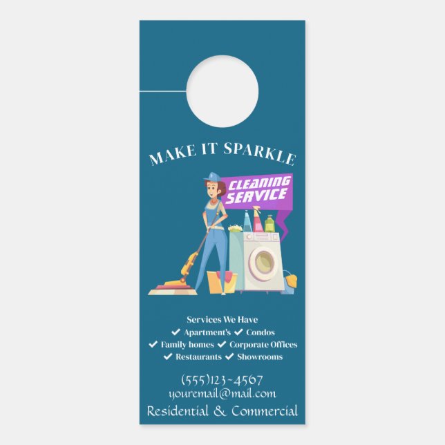 Cleaning Supplies Bucket Housekeeping Service Door Hanger (Front)