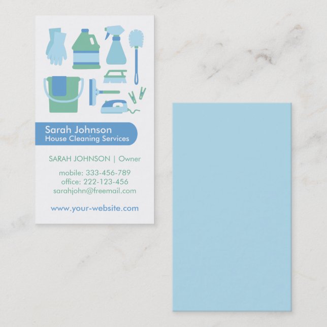 Cleaning Supplies Cleaning Service Business Card (Front/Back)