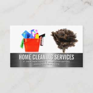 Cleaning Supplies Feather Duster Business Card