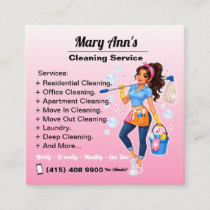 Cleaning Supplies Housekeeper Service Square Business Card