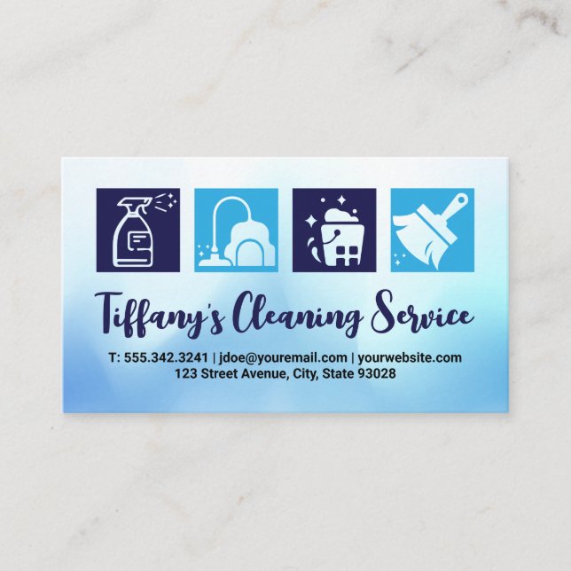 Cleaning Supplies Icons | House Maid Business Card (Front)