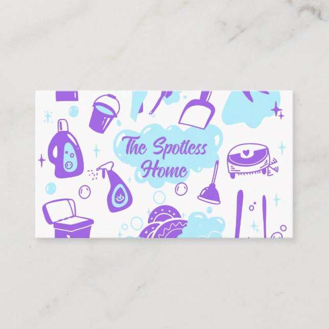 Cleaning Supplies Illustrations Business Card (Front)