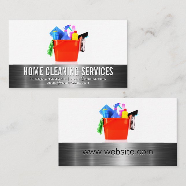 Cleaning Supplies in Bucket Business Card (Front/Back)