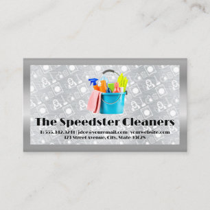 Cleaning Supplies in Bucket Maid Service Pattern Business Card