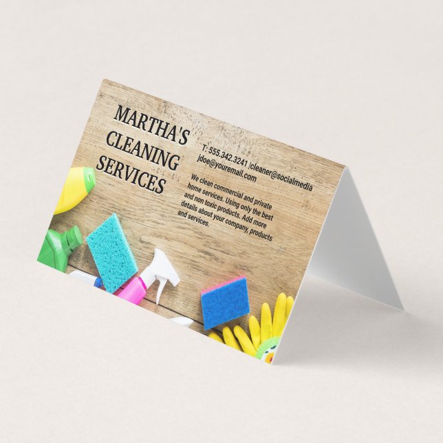 Cleaning Supplies on Table Business Card (Front)