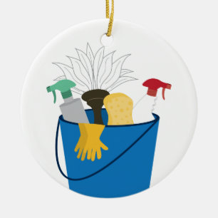 Cleaning Supply Bucket Ceramic Ornament