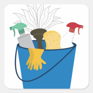 Cleaning Supply Bucket Square Sticker