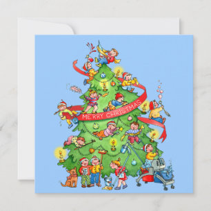 Cleaning The Christmas Tree Holidays Greeting Card