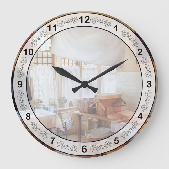 Cleaning - The laundry room Large Clock (Front)